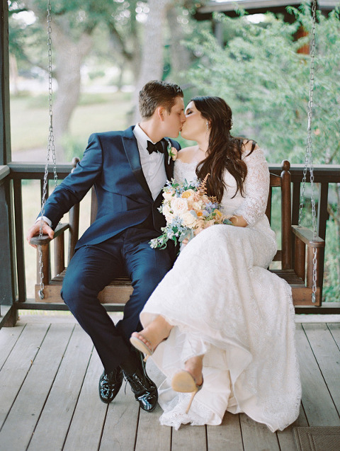 Picture of Bride and Groom on Porch Swing